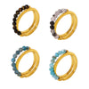 Wholesale Natural Stone Beaded Double Layer Ring Stainless Steel With 18K True Gold Plated Geometric Style Electroplated