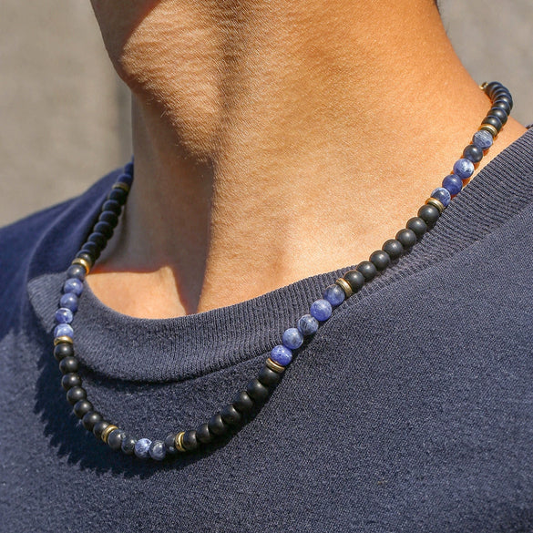 Wholesale Natural Stone Beaded Necklace Handmade With Alloy Pendant Geometric Style Round Shape Unisex