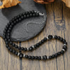Wholesale Natural Stone Beaded Necklace Handmade With Alloy Pendant Geometric Style Round Shape Unisex