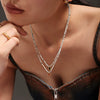 Wholesale Natural Stone Beaded Water Drop Zircon Pendant Necklace In Stainless Steel With Electroplating For Women Light Luxury And Geometric Style