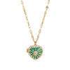 Wholesale Natural Stone Diamond Love Opening Necklace Copper Retro Heart Shape Women