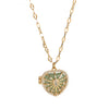 Wholesale Natural Stone Diamond Love Opening Necklace Copper Retro Heart Shape Women
