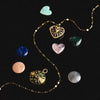 Wholesale Natural Stone Diamond Love Opening Necklace Copper Retro Heart Shape Women