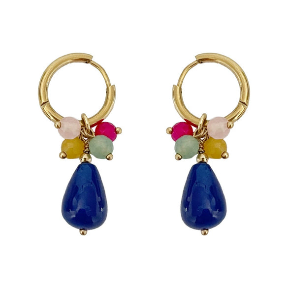 Wholesale Natural Stone Drop Earrings Stainless Steel Handmade Electroplated Small Fresh Design