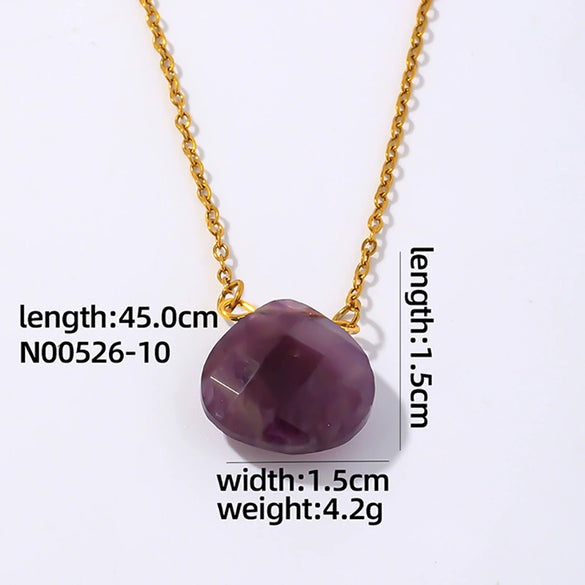 Wholesale Natural Stone Dropshaped Pendant Clavicle Ochain Handmade Women's Fashion Accessories