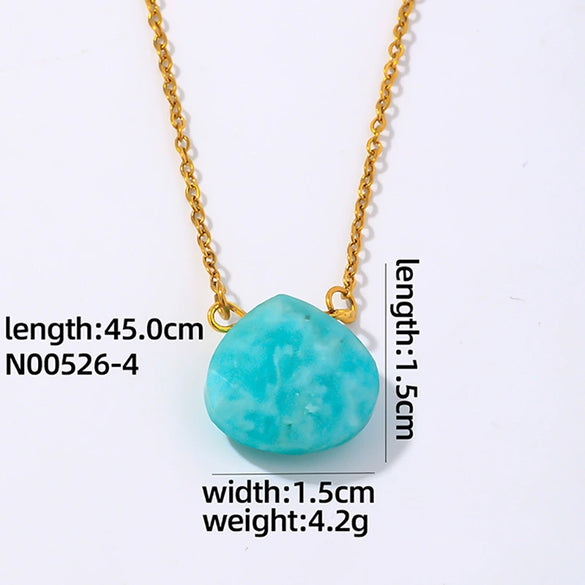 Wholesale Natural Stone Dropshaped Pendant Clavicle Ochain Handmade Women's Fashion Accessories