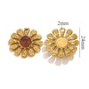 Wholesale Natural Stone Flower Electroplated 18K Gold Earrings Pendant Accessories