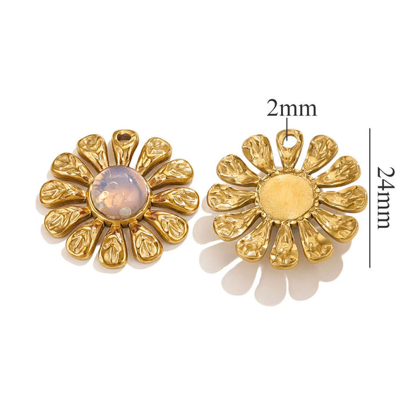 Wholesale Natural Stone Flower Electroplated 18K Gold Earrings Pendant Accessories