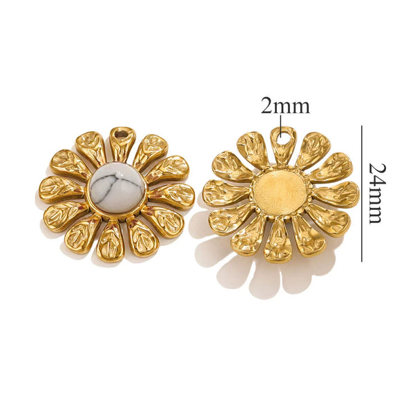 Wholesale Natural Stone Flower Electroplated 18K Gold Earrings Pendant Accessories