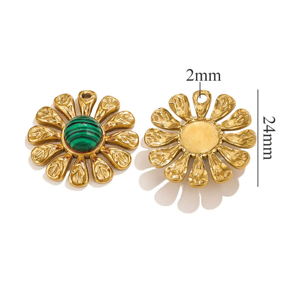 Wholesale Natural Stone Flower Electroplated 18K Gold Earrings Pendant Accessories