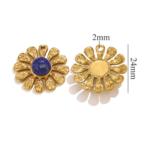 Wholesale Natural Stone Flower Electroplated 18K Gold Earrings Pendant Accessories