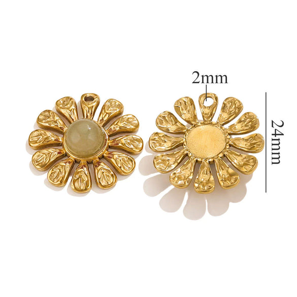 Wholesale Natural Stone Flower Electroplated 18K Gold Earrings Pendant Accessories