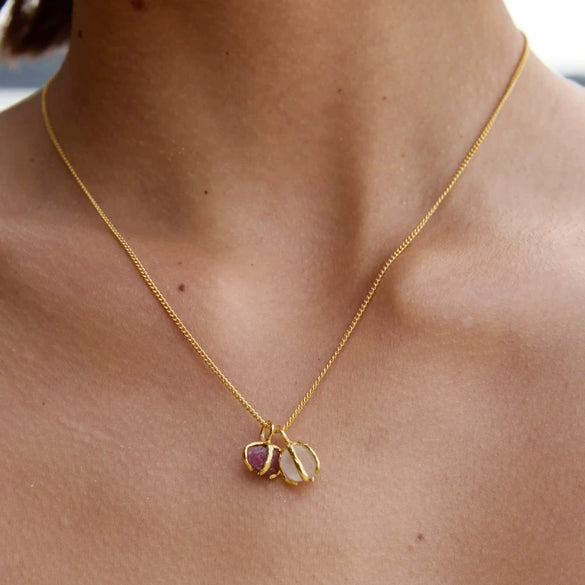 Wholesale Natural Stone Geometric Copper Electroplated Pendant Necklace For Unisex With Light Luxury Style