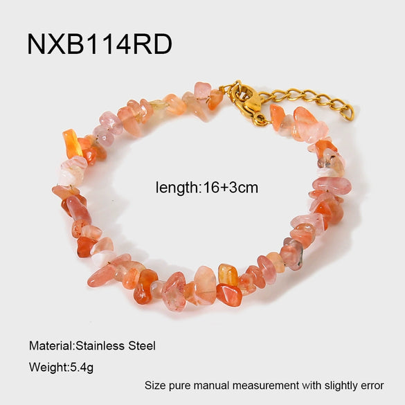 Wholesale Natural Stone Geometric Goldplated Stainless Steel Necklace And Bracelet Jewelry For Women