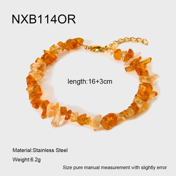 Wholesale Natural Stone Geometric Goldplated Stainless Steel Necklace And Bracelet Jewelry For Women
