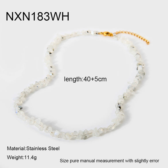 Wholesale Natural Stone Geometric Goldplated Stainless Steel Necklace And Bracelet Jewelry For Women