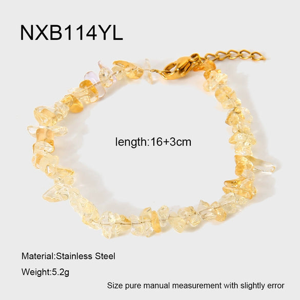 Wholesale Natural Stone Geometric Goldplated Stainless Steel Necklace And Bracelet Jewelry For Women