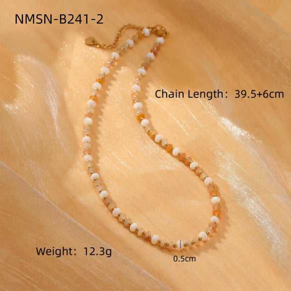 Wholesale Natural Stone Handbeaded Stainless Steel Necklace With Freshwater Pearl Pendant And Electroplating Treatment For Women Fashionable Light Luxury Style