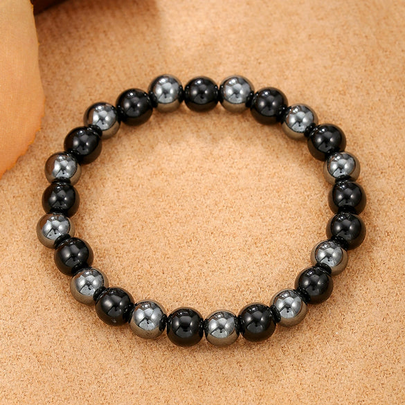 Wholesale Natural Stone Handmade Unisex Elastic Bracelet With Volcanic Stone And Devil's Eye
