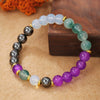 Wholesale Natural Stone Handmade Unisex Elastic Bracelet With Volcanic Stone And Devil's Eye