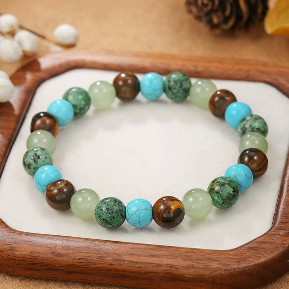 Wholesale Natural Stone Handmade Unisex Elastic Bracelet With Volcanic Stone And Devil's Eye