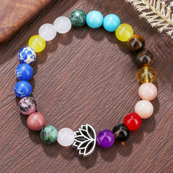 Wholesale Natural Stone Handmade Unisex Elastic Bracelet With Volcanic Stone And Devil's Eye
