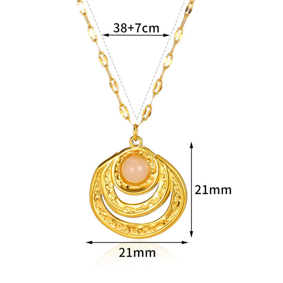 Wholesale Natural Stone Inlaid Stainless Steel Cross Necklace Unisex Electroplated