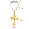 Wholesale Natural Stone Inlaid Stainless Steel Cross Necklace Unisex Electroplated