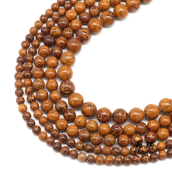Wholesale Natural Stone Loose Round Beads For Diy Bracelets Grinding And Polishing Goldenlaceagate Elephant Skin Stone Golden Silk Jade