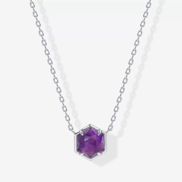 Wholesale Natural Stone Necklace Copper Mixed Gemstone Inlay Geometric Hexagonal O Chain For Women