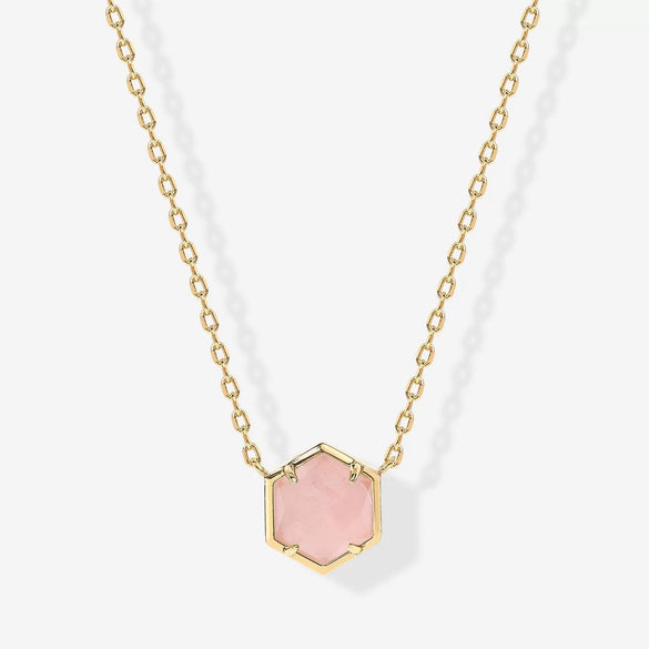 Wholesale Natural Stone Necklace Copper Mixed Gemstone Inlay Geometric Hexagonal O Chain For Women