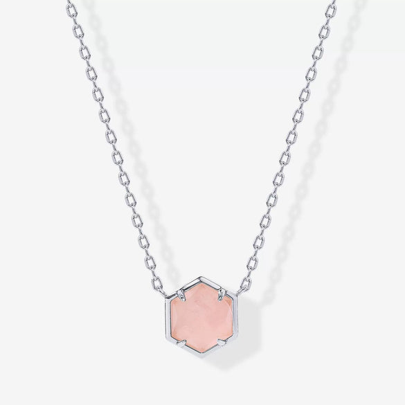 Wholesale Natural Stone Necklace Copper Mixed Gemstone Inlay Geometric Hexagonal O Chain For Women