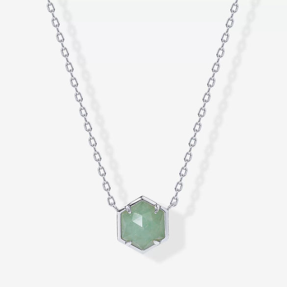 Wholesale Natural Stone Necklace Copper Mixed Gemstone Inlay Geometric Hexagonal O Chain For Women