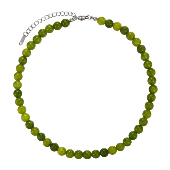 Wholesale Natural Stone Necklace Retro Geometric Style Handbeaded Polished Ball Chain For Women