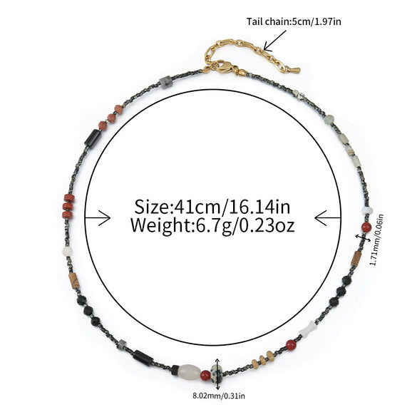 Wholesale Natural Stone Necklace Shell African Pine Spotted Stone Stainless Steel Geometric Original Design Electroplating Clavicle Chain For Women