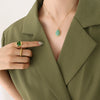 Wholesale Natural Stone Oval Dropshaped Pendant Clavicle Necklace 316L Stainless Steel Goldplated
