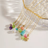 Wholesale Natural Stone Pendant Necklace Stainless Steel Geometric Simple Set With Gemstones For Women