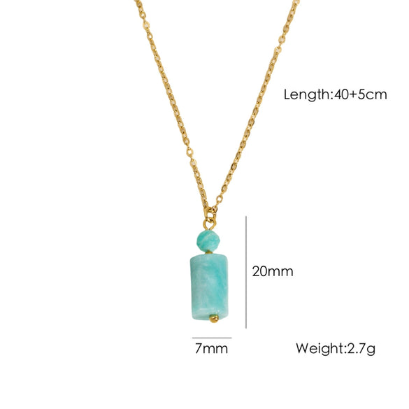 Wholesale Natural Stone Pendant Necklace Stainless Steel Geometric Simple Set With Gemstones For Women