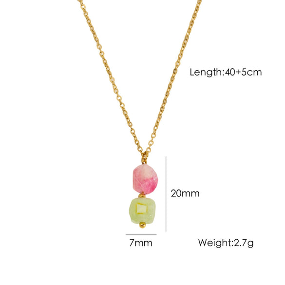 Wholesale Natural Stone Pendant Necklace Stainless Steel Geometric Simple Set With Gemstones For Women