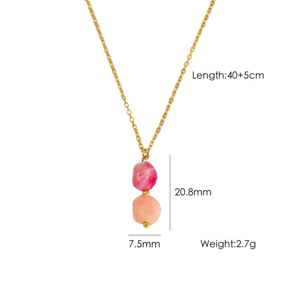 Wholesale Natural Stone Pendant Necklace Stainless Steel Geometric Simple Set With Gemstones For Women