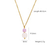 Wholesale Natural Stone Pendant Necklace Stainless Steel Geometric Simple Set With Gemstones For Women