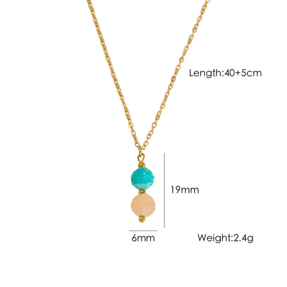 Wholesale Natural Stone Pendant Necklace Stainless Steel Geometric Simple Set With Gemstones For Women