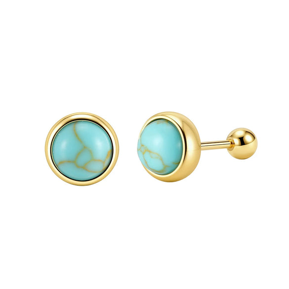 Wholesale Natural Stone S925 Silver Geometric Baroque Style Electroplated Stud Earrings For Women