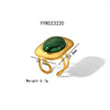 Wholesale Natural Stone Stainless Steel Earrings And Malachite Ring Jewelry Set With Geometric Pattern And Vacuum Real Gold Electroplating