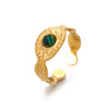 Wholesale Natural Stone Stainless Steel Geometric Ring For Women Electroplated