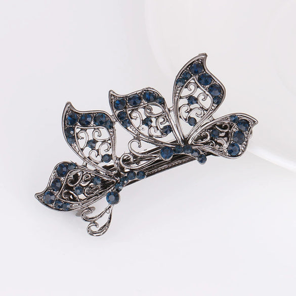 Wholesale Natural Style Alloy Nickelfree Plated Diamond Inlaid Crystal Bow Hairpin For Women