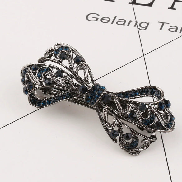 Wholesale Natural Style Alloy Nickelfree Plated Diamond Inlaid Crystal Bow Hairpin For Women