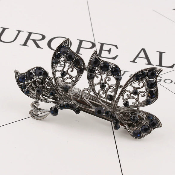 Wholesale Natural Style Alloy Nickelfree Plated Diamond Inlaid Crystal Bow Hairpin For Women