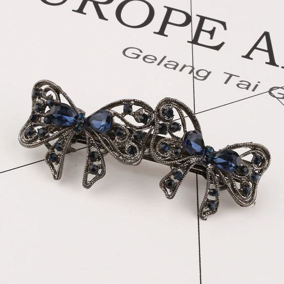 Wholesale Natural Style Alloy Nickelfree Plated Diamond Inlaid Crystal Bow Hairpin For Women