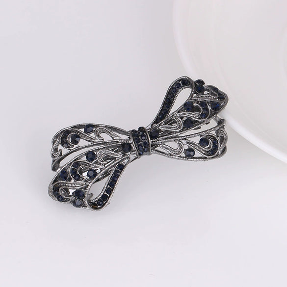 Wholesale Natural Style Alloy Nickelfree Plated Diamond Inlaid Crystal Bow Hairpin For Women